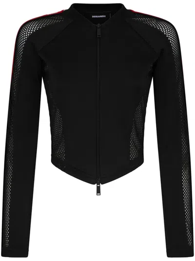 Dsquared2 Logo-tape Zip-up Jacket In Black