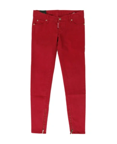 Dsquared2 Logo Tapered Casual Pants In Red