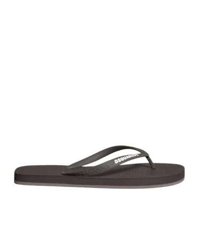 Dsquared2 Logo Thong Flip-flops In Brown