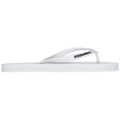 Dsquared2 Logo Thong Sandals In Bianco