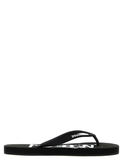 Dsquared2 Black Logo-strap Flip Flops