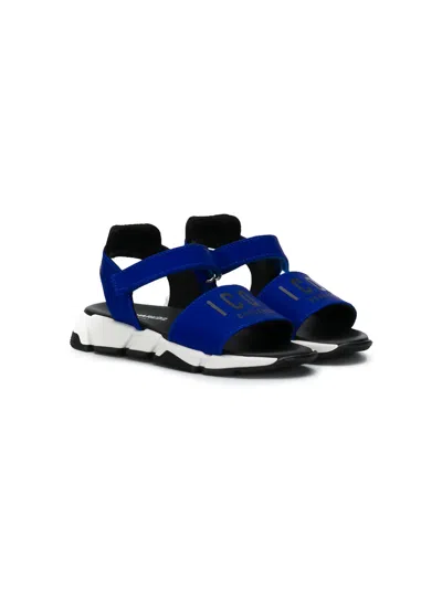 Dsquared2 Kids' Logo Touch-strap Sandals In Blue