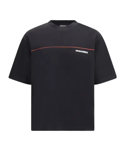 Dsquared2 Logo Trim Loose T-shirt In Black