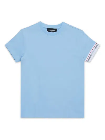 Dsquared2 Kids' Logo-trim T-shirt In 蓝色