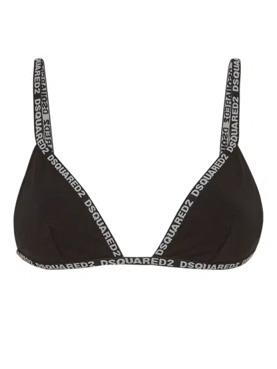 Dsquared2 Logo-trim Triangle-cup Bra In Black