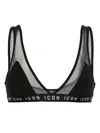 Dsquared2 Logo-underband Panelled-mesh Bra In Black