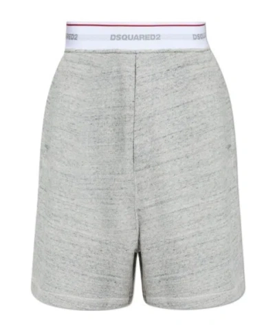 Dsquared2 Logo Waist Loose Fit Shorts In Gray