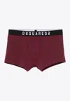 Dsquared2 Stretch Cotton Blend Logo Waistband Boxers In Bordeaux