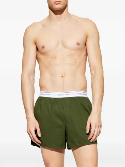 Dsquared2 Logo-waistband Boxers In Green