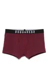 Dsquared2 Stretch Cotton Blend Logo Waistband Boxers In Red
