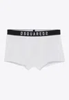 Dsquared2 Stretch Cotton Blend Logo Waistband Boxers In White
