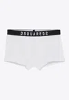 Dsquared2 Stretch Cotton Blend Logo Waistband Boxers In White