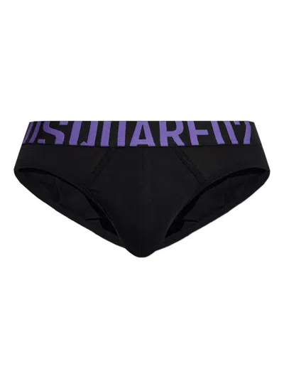 Dsquared2 Logo-waistband Briefs In Black