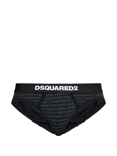 Dsquared2 Logo Waistband Briefs In Black