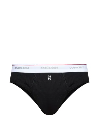 Dsquared2 Logo Waistband Briefs In Black