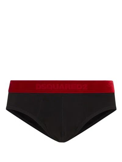 Dsquared2 Logo-waistband Briefs In Black