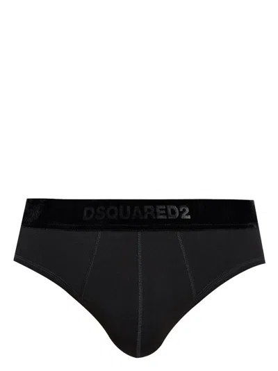 Dsquared2 Logo-waistband Briefs In Black