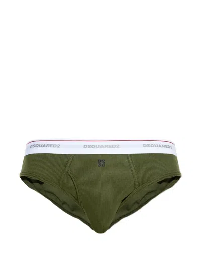 Dsquared2 Logo-waistband Briefs In Green