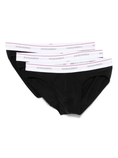 DSQUARED2 LOGO-WAISTBAND BRIEFS (PACK OF THREE)