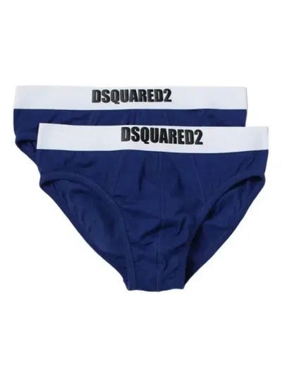 Dsquared2 Logo-waistband Briefs (pack Of Two) In Blue
