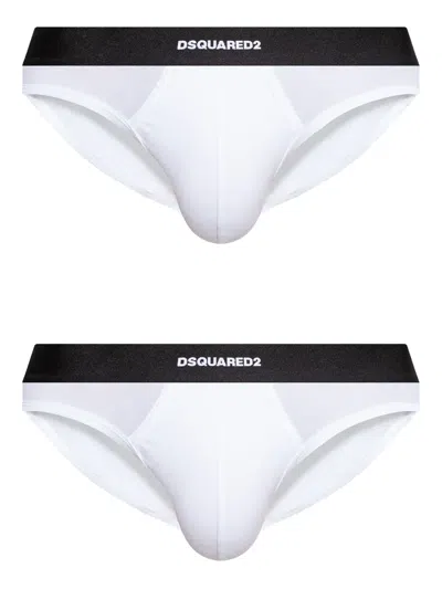 DSQUARED2 LOGO-WAISTBAND BRIEFS (PACK OF TWO)
