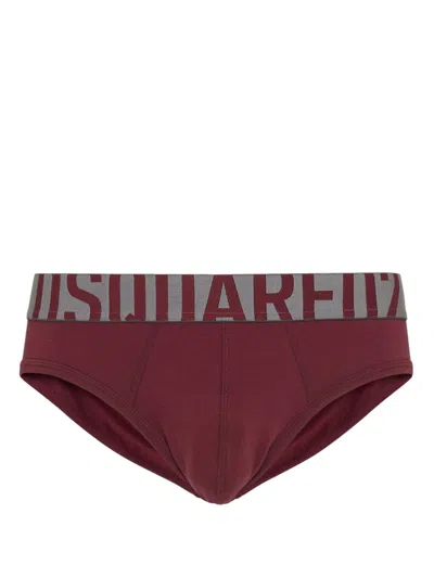 Dsquared2 Logo-waistband Briefs In Red