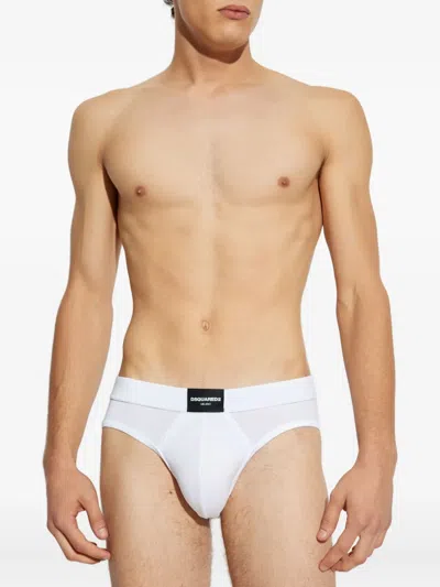 Dsquared2 Logo Waistband Briefs In White