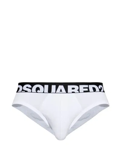 Dsquared2 Logo Waistband Briefs In White