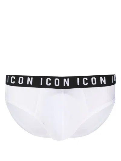 Dsquared2 Logo-waistband Cotton Briefs In White