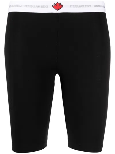 Dsquared2 Logo-waistband Cotton Shorts In Black