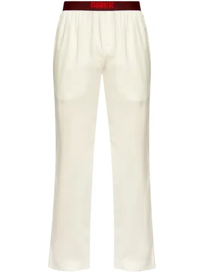 Dsquared2 Logo-waistband Cotton Trousers In 中性色