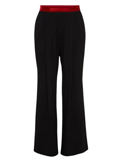Dsquared2 Logo-waistband Flared Trousers In Black