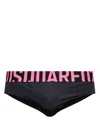 Dsquared2 Logo-waistband Swim Trunks In Black