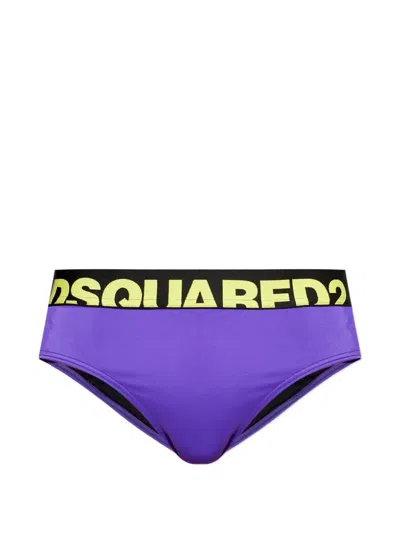 Dsquared2 Logo-waistband Swimming Trunks In Blue