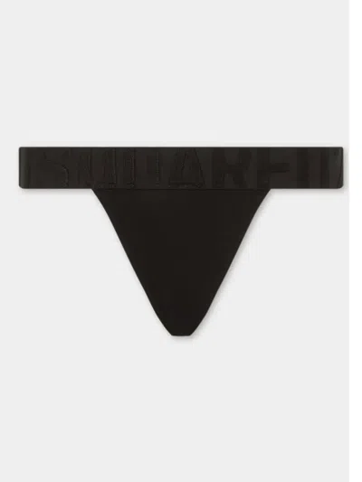 Dsquared2 Logo-waistband Thong In Black