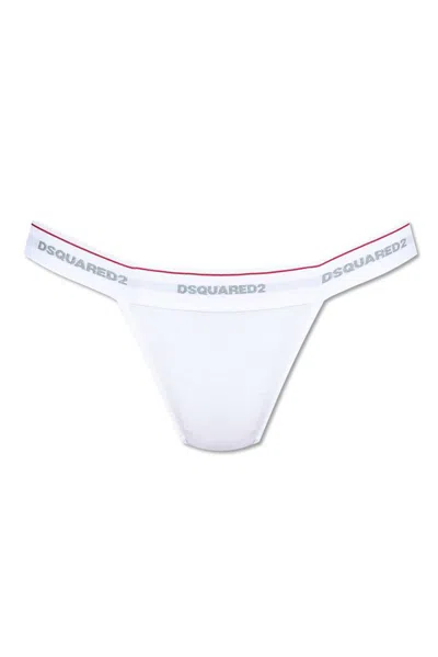 Dsquared2 Logo Waistband Thongs In White