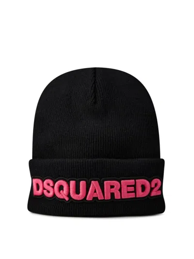 Dsquared2 Logo Wool Beanie In Black