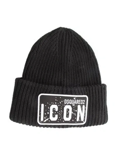 Pre-owned Dsquared2 Logo Wool Beanie In Black