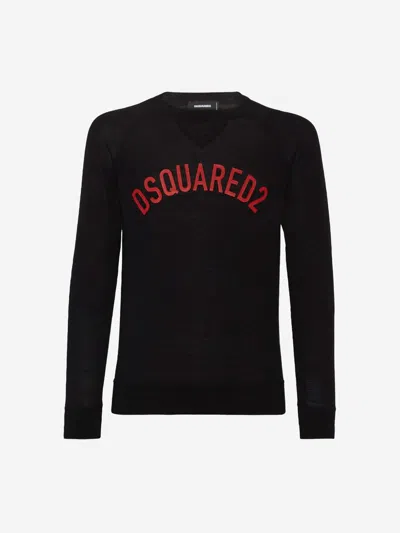 Dsquared2 Logo Wool Sweater In Black