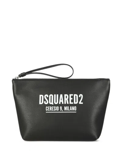 Dsquared2 Logo Zip Clutch Bag In Red
