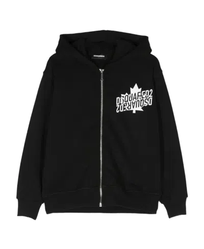 Dsquared2 Logo Zipper Hoodie In Black