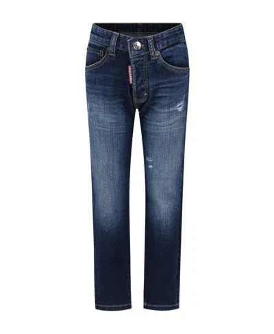 Dsquared2 Logo Zipper Jeans In Blue