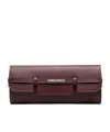Dsquared2 Logo-plaque Pebbled-leather Clutch Bag In Burgundy