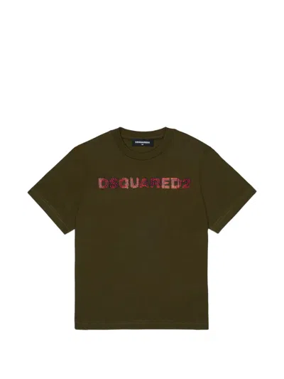Dsquared2 Kids' Logo-appliqué T-shirt In Gray