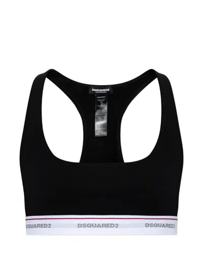Dsquared2 Logo-band Racerback Bra In Black