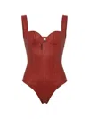 Dsquared2 Logo-button Leather Bodysuit In Red