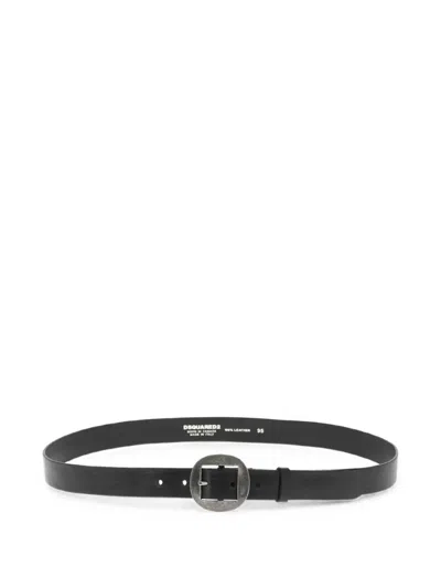 Dsquared2 Logo-debossed Leather Belt In Black
