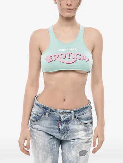 Dsquared2 Logo-detail Cropped Top In Blue
