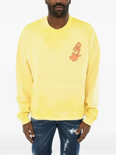 Dsquared2 Logo-detail Sweatshirt In Yellow
