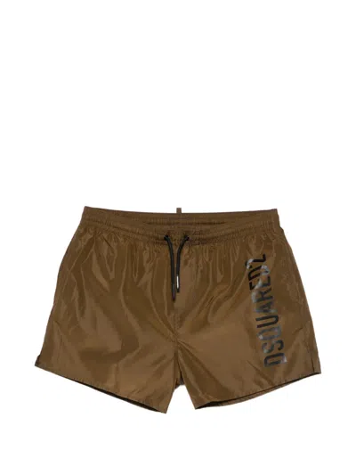 Dsquared2 Kids' Logo-detail Swim Shorts In Brown